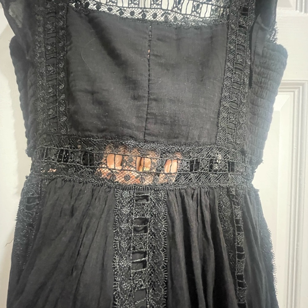 Chic Black Ruffled Mini Dress - Picture 2 of 6